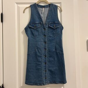 Free People Wandering Star Denim Mini Dress Size 6